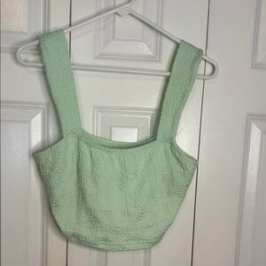 SHEIN Light Green Textured Crop Top